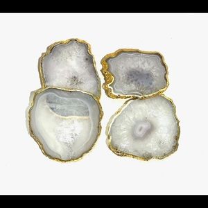 White Agate Stone Crystal Coasters - Set of 4
